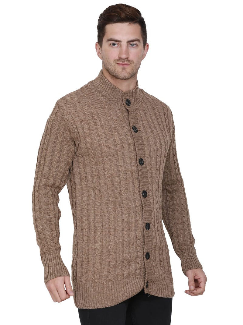 Matelco Men's Wool Banded Collar Sweater (AD12RK14GY_Brown_XL) - Image 3