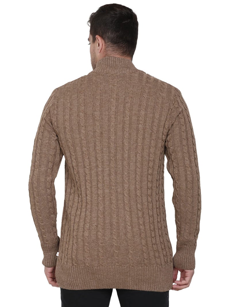 Matelco Men's Wool Banded Collar Sweater (AD12RK14GY_Brown_XL) - Image 4