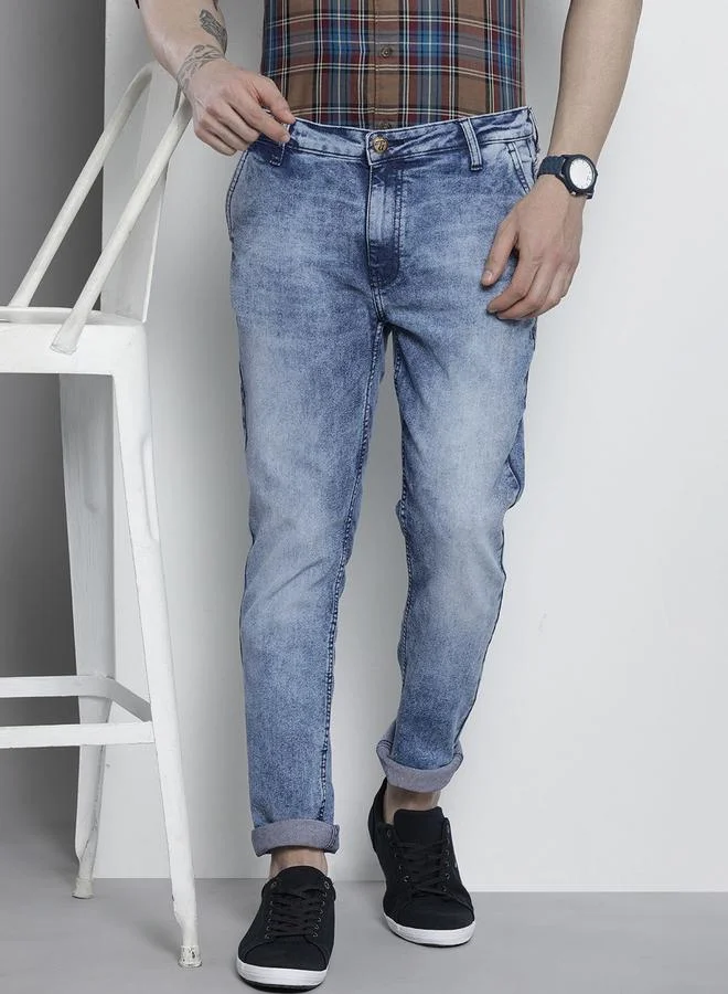 The Indian Garage Co Men Mid Rise Heavy Fade Slim Fit Jeans