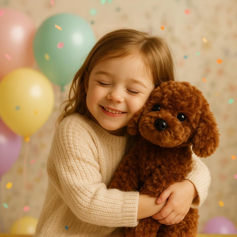 WEIGEDU Adorable Labradoodle Plush Toy Fluffy Red Poodle Stuffed Animal Dog Puppy, 12.6" - Perfect for Kids, Babies, Birthday, Nursery - Image 2