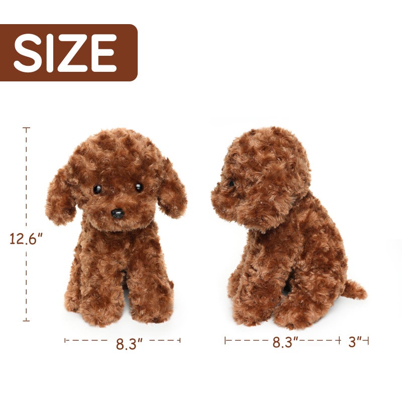 WEIGEDU Adorable Labradoodle Plush Toy Fluffy Red Poodle Stuffed Animal Dog Puppy, 12.6" - Perfect for Kids, Babies, Birthday, Nursery - Image 5