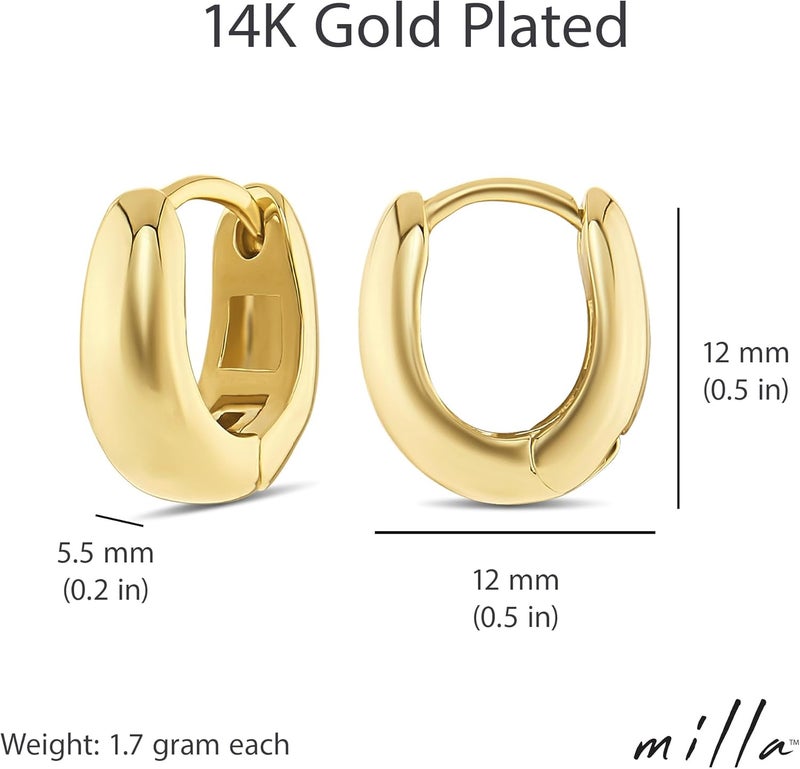 MILLA 14k Gold Huggie Earrings or Sterling Silver Huggie Earrings for Women Multipack & Individuals - Ear Huggers Earrings for Women Trendy Y2K Earrings, Preppy Earrings - Lightweight & Hypoallergenic - Image 3