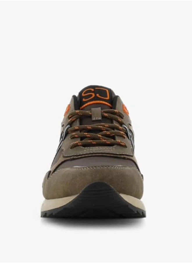 اس جي Men's Panelled Lace-Up Low Ankle Sneakers