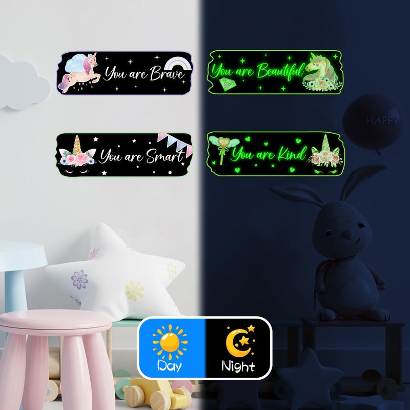 Robmoda توهج في النجوم المظلمة وحيد القرن شارات الجدار المتوهجة الجدار التحفيزي الفن ملصق ملصق الملصقات وصياد جدار عصا لغرفة الفتاة - Image 4