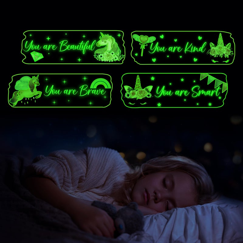 Robmoda توهج في النجوم المظلمة وحيد القرن شارات الجدار المتوهجة الجدار التحفيزي الفن ملصق ملصق الملصقات وصياد جدار عصا لغرفة الفتاة - Image 3