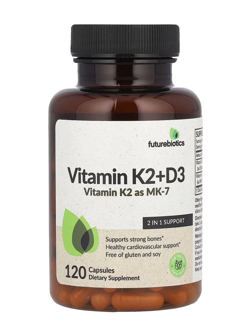 فيوتشر بايوتكس فيتامين ك2 + د3 مع فيتامين ك2 في صورة MK-7، ‏120 كبسولة