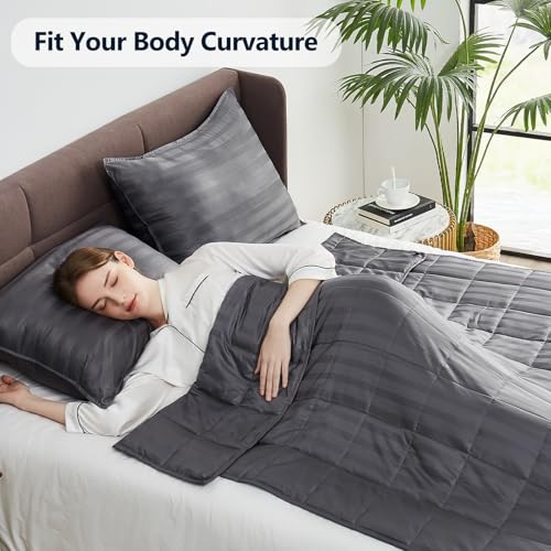 anfie Weighted Blanket King Size for Adults (80"x87" 20lbs Stripe Grey),Cooling Heavy Blanket for Sleeping Perfect for 190-210 lbs, Breathable Blanket for Adults & Couple All Season, Machine Washable - Image 4