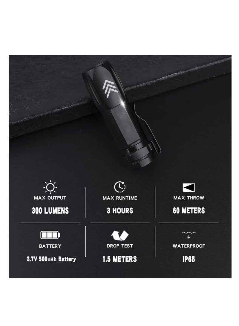 SYOSI KH003 Mini Small Pocket LED Flashlight USB Rechargeable High Lumens Bright Powerful flashlights Pack of 5  - Image 3