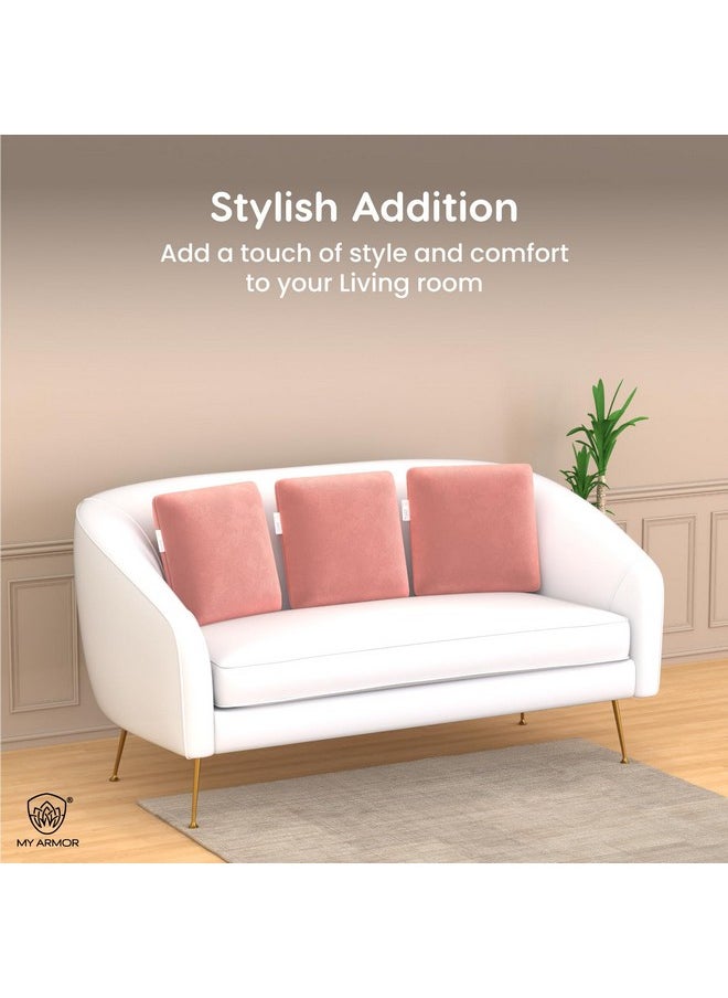 MY ARMOR Memory Foam Square Cushion for Car, Sofa/Diwan, Bed, Chair & Decoration | Highly Durable, Hypoallergenic | Velvet Cover | Peach, Pack of 2 [14"x 14" x 4"] - pzsku/Z3C9CBED127D1CC6569B8Z/45/_/1737721334/c3ea6bd0-f67c-456c-ad94-295ffd47d9ba