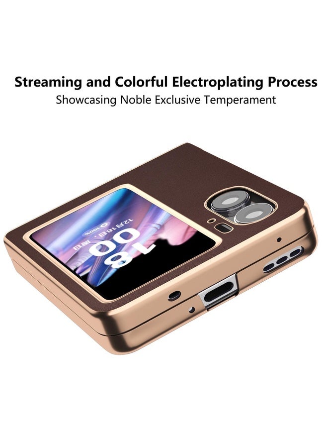 HuHa Case Cover For OPPO Find N2 Flip Genuine Leather Xiaoya Series Nano Plating Phone Case(Coffee) - Image 2