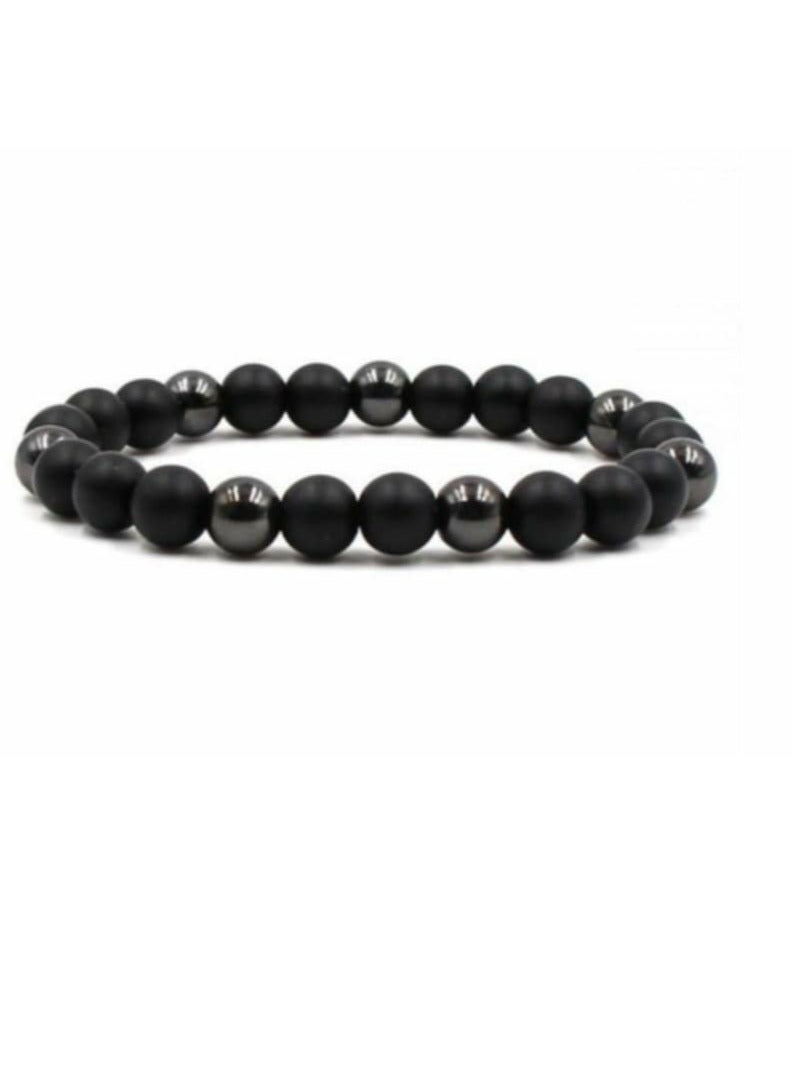 RA accessories Unisex Bracelet Of Silver & Black Onyx-Elegant - Image 1