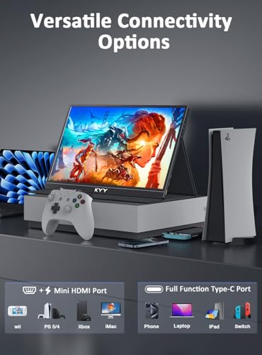KYY 4K Portable Monitor 15.6" Portable Monitor for Laptop UHD IPS 3840X2160 External Screen with 100% sRGB & HDR Gaming Display for Laptop PS5/4 Xbox Switch with Speakers, VESA Compatible - Image 4