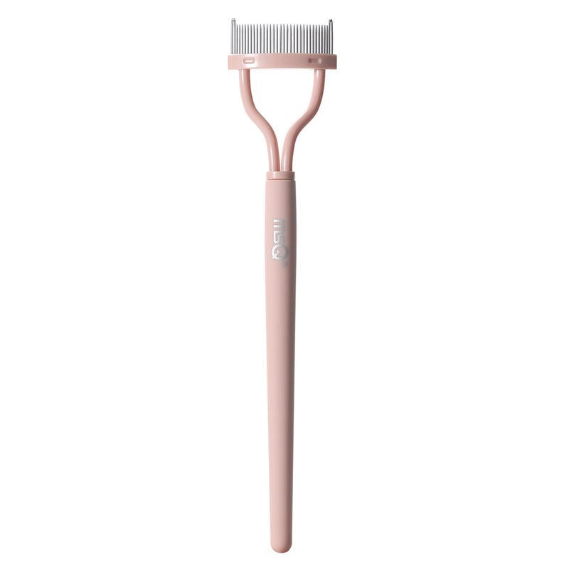MSQ Eyelash Separator Eyelash Comb Lash Separator Tool MSQ Mascara Brush Eyelash Brush Separator Mascara Comb Arc Designed Mascara Applicator With Cover Naked Pink 1PCS