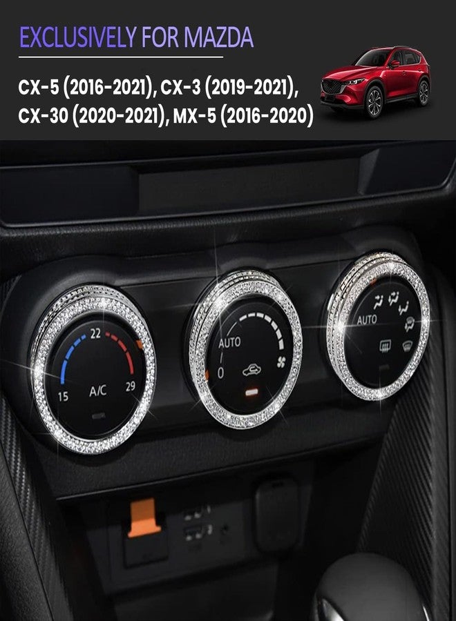 CUCHIYUN 3pcs CX-5 Bling Air Conditioner Control Knob Covers AC Knobs Caps Decals Stickers Covers Compatible with Mazda Accessories CX3 CX-3 CX5 CX-5 Touring MX-5 Miata 16-21 - Image 3