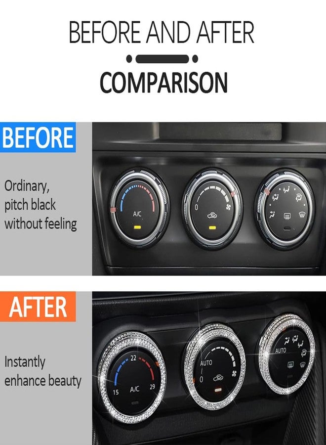 CUCHIYUN 3pcs CX-5 Bling Air Conditioner Control Knob Covers AC Knobs Caps Decals Stickers Covers Compatible with Mazda Accessories CX3 CX-3 CX5 CX-5 Touring MX-5 Miata 16-21 - Image 4