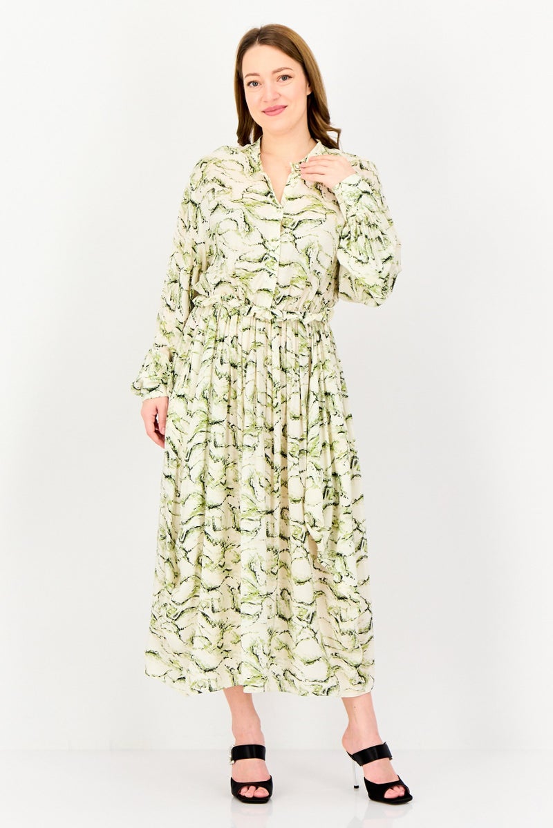 SELECTED Women Allover Print Midi Dress, Multicolor - Image 1