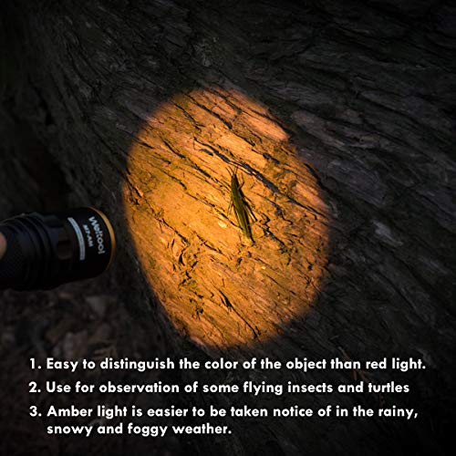 Weltool M7-AM Amber Light Even-Beam Flashlight Dark Adaptation Serie Preserves Night Vision for Aviation, Astronomy, Camping, Hunting, Turtle Watching - Image 5