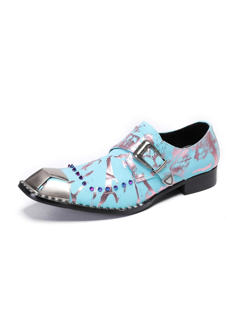 Shougu Bright Blue Patterned Dress Shoe 