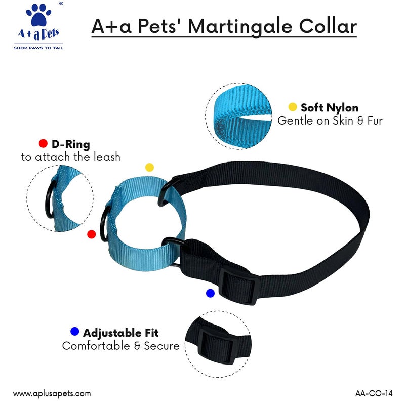 A+a Pets Martingale Dog Collar | No Pull Design, No Neck Strain, No Choke Design | for Large & Medium Dogs | Rust Free, Waterproof Nylon Training Collar (Pink & Yellow), 30 x 2.5 cm - Image 5