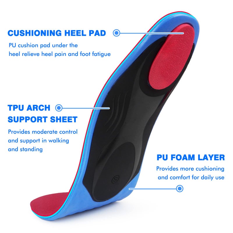 Kelaide Orthotics Arch Support Metatarsalgia Insoles - Mortons Neuroma Inserts Relief Ball of Foot Pain - Orthopedic Insoles for Flat Feet - Shoe Inserts for Plantar Fasciitis (Red L) - Image 5