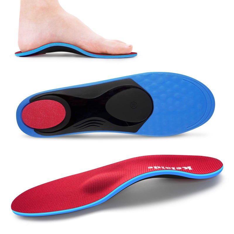 Kelaide Orthotics Arch Support Metatarsalgia Insoles - Mortons Neuroma Inserts Relief Ball of Foot Pain - Orthopedic Insoles for Flat Feet - Shoe Inserts for Plantar Fasciitis (Red L) - Image 1