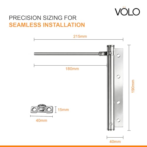 Volo Spring Door Closers for Light Weight Door, Residential/Commercial Purpose with Fitting Set (Color Silver) (Spring Door Closer_1 Pc) - Image 2