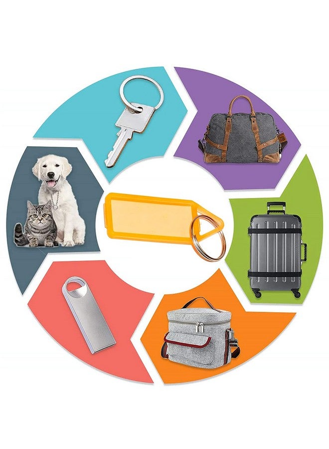 GLUN Key Tags Labels, 50 Piece Multicolour Tags Plastic Multicolor Assorted Keychain with Both Side ID Label and Split Ring for Office, Home Key - Image 5