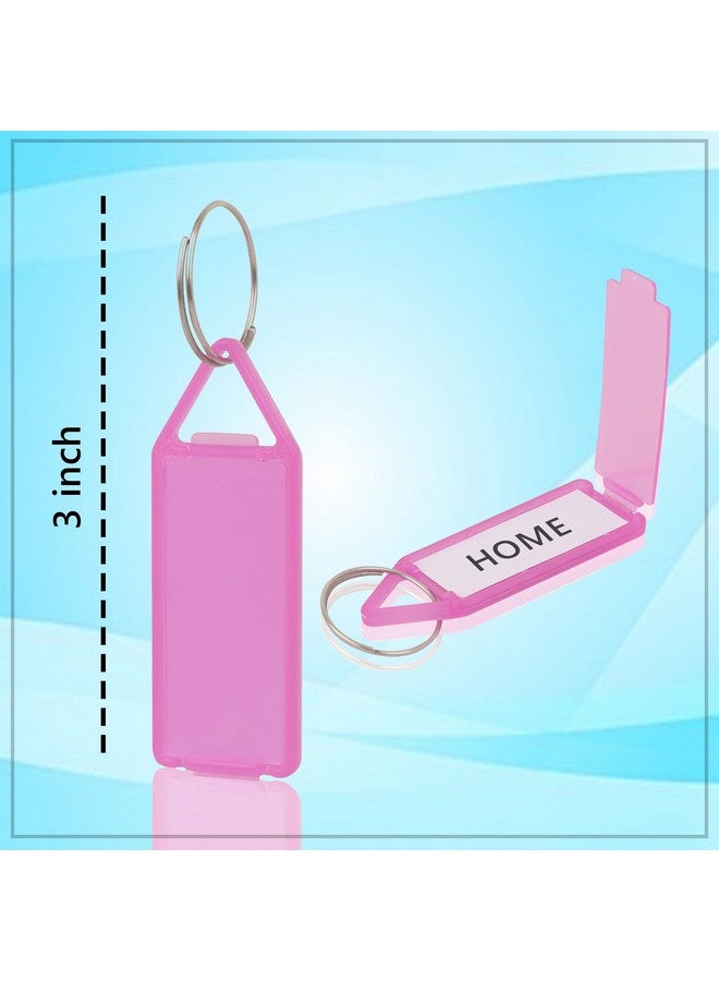 GLUN Key Tags Labels, 50 Piece Multicolour Tags Plastic Multicolor Assorted Keychain with Both Side ID Label and Split Ring for Office, Home Key - Image 2