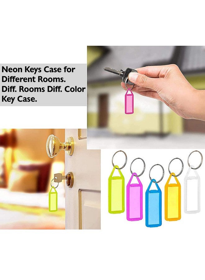 GLUN Key Tags Labels, 50 Piece Multicolour Tags Plastic Multicolor Assorted Keychain with Both Side ID Label and Split Ring for Office, Home Key - Image 3