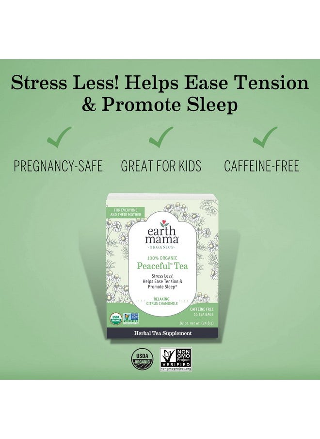 Earth Mama Organic Peaceful Tea ; Stress Less! Calming Relaxing Herbal Blend Safe For Pregnancy & Beyond 16 Teabags Per Box (3Pack)  - Image 3