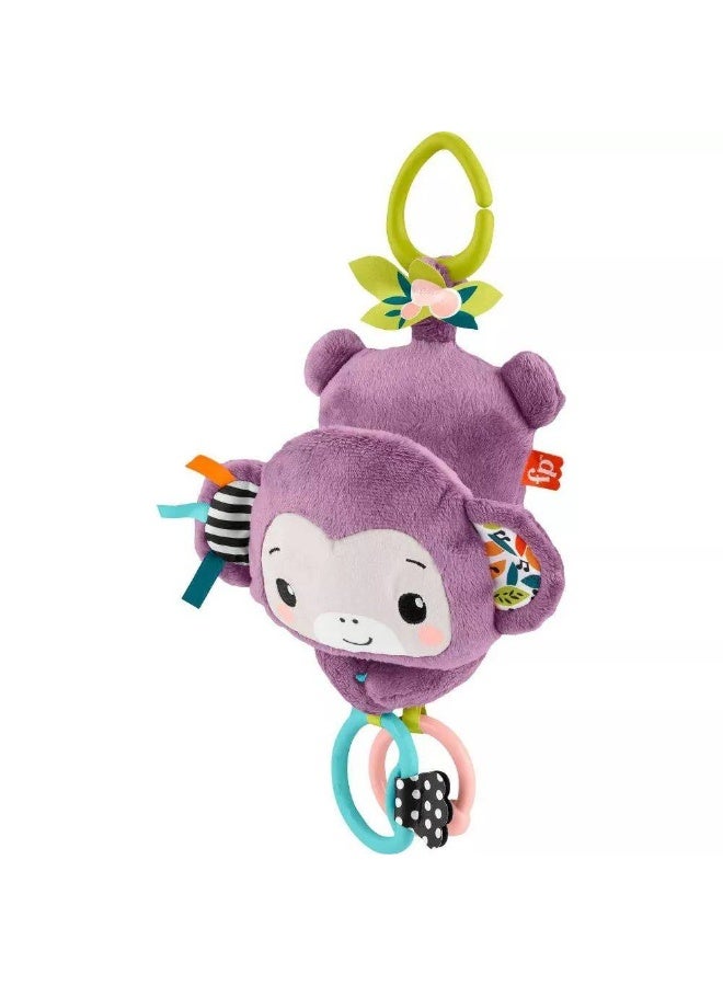 Fisher-Price Sing & Go Purple Monkey Plush Stroller Sensory Toy - Image 2