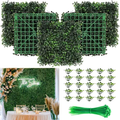 KASZOO Grass Wall 12 Pack 10"x10" Artificial Boxwood Hedge Wall Panels, Privacy Hedge Screen Faux Boxwood for Outdoor,Indoor,Garden,Fence,Backyard,Greenery Walls - Image 1
