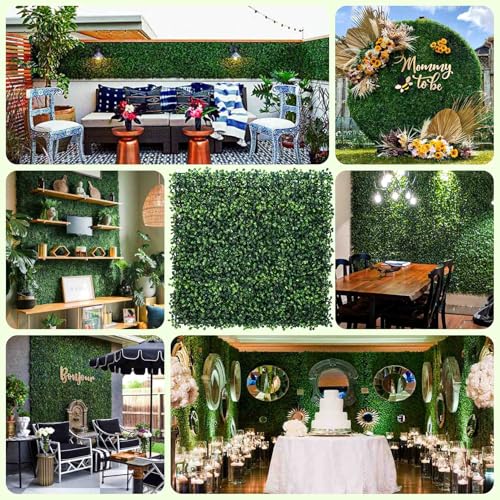 KASZOO Grass Wall 12 Pack 10"x10" Artificial Boxwood Hedge Wall Panels, Privacy Hedge Screen Faux Boxwood for Outdoor,Indoor,Garden,Fence,Backyard,Greenery Walls - Image 5