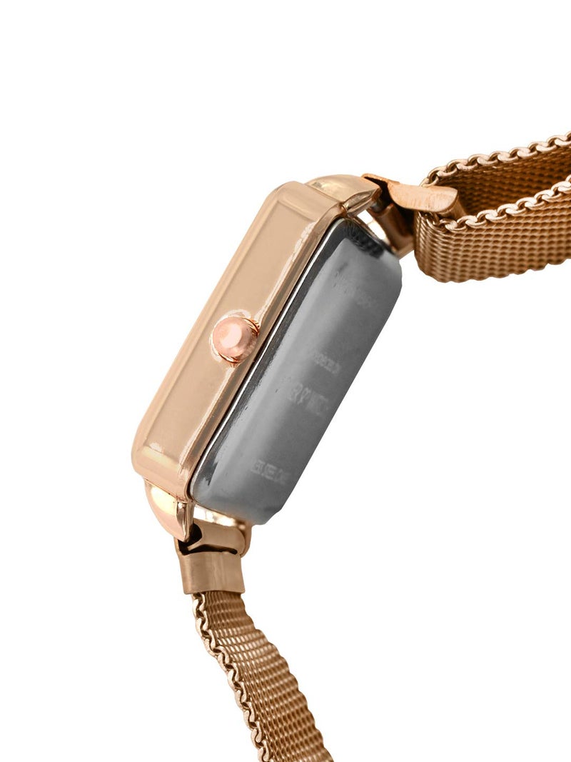 Joker & Witch Stainless Steel Cherry Blossom Rosegold Analogue Watch Bracelet Stack For Women, Rose Gold Dial, Rose Gold Band - Image 3