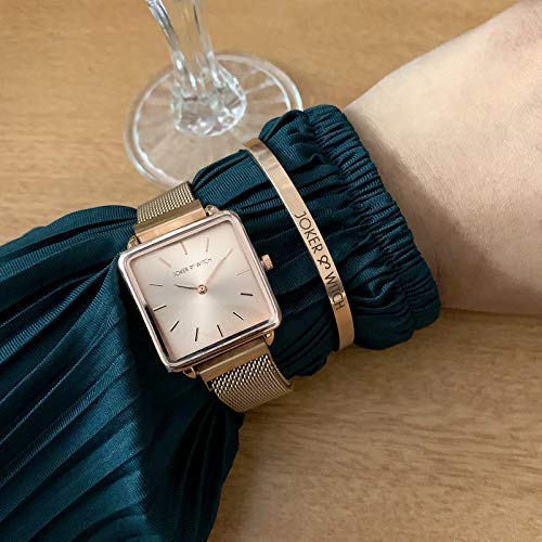 Joker & Witch Stainless Steel Cherry Blossom Rosegold Analogue Watch Bracelet Stack For Women, Rose Gold Dial, Rose Gold Band - Image 2