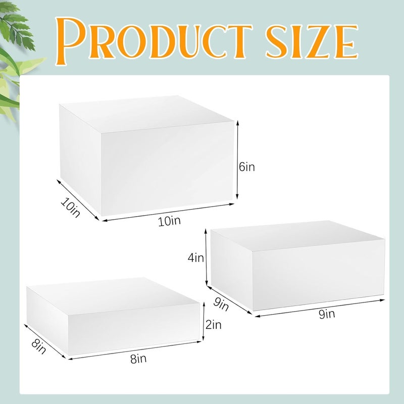 Jerify Jerify 3 Pcs White Buffet Risers Food Risers for Buffet Table Display Stand Boxes 8 9 10 Acrylic Cube Display Nesting Shelf with Hollow Bottoms for Catering Dessert Jewelry Figures ShowWhite  - Image 2