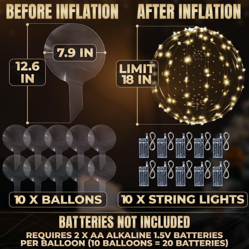 DIMROM 10 Pcs LED Balloons Light Up Balloons for Party - Clear TPU Material, String Lights with Individual Switches, Suitable for Helium and Air - Bright Light Up Decorations for Outdoor and Indoor Events - Image 2