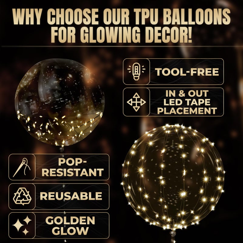 DIMROM 10 Pcs LED Balloons Light Up Balloons for Party - Clear TPU Material, String Lights with Individual Switches, Suitable for Helium and Air - Bright Light Up Decorations for Outdoor and Indoor Events - Image 3