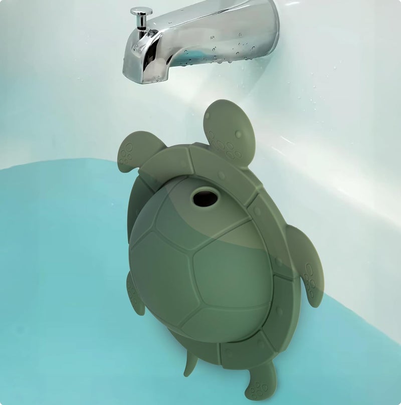 Jumble Dream Bathtub Overflow Drain Cover – Tub Overflow Drain Cover Turtle | Adds Inches of Water for Deeper & Warmer Bath | Universal Fit Bathroom Spa Accessory - Drains in Sea Grass Green - Image 1