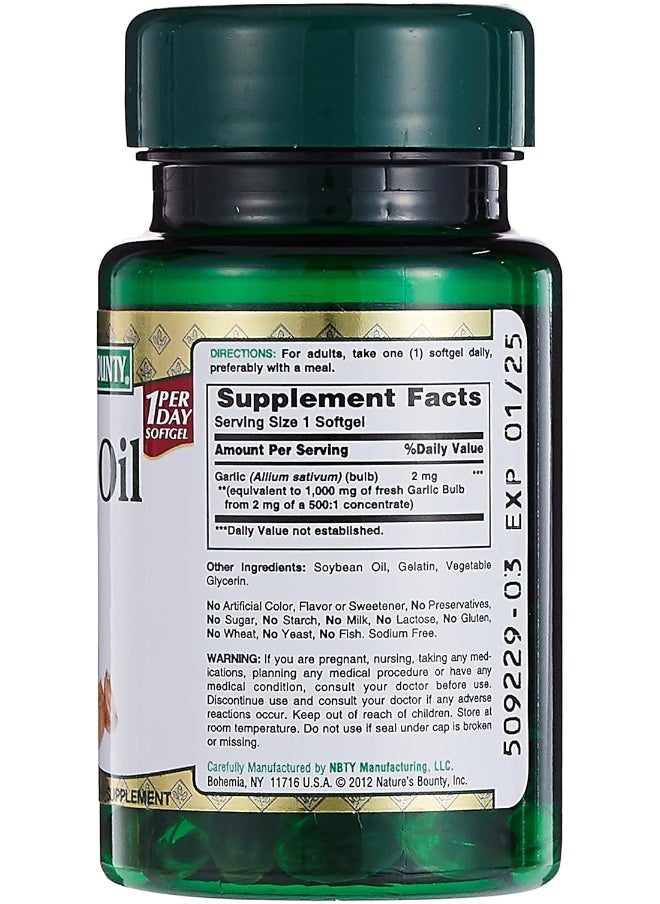 NATURE'S BOUNTY Garlic Oil 1000Mg - 100 Softgels  - Image 2