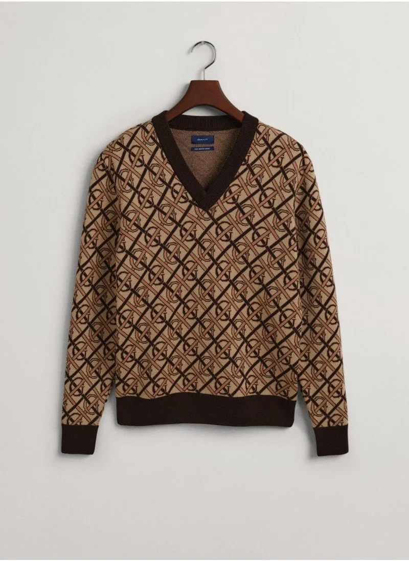 GANT Gant Monogram Merino V-Neck Sweater