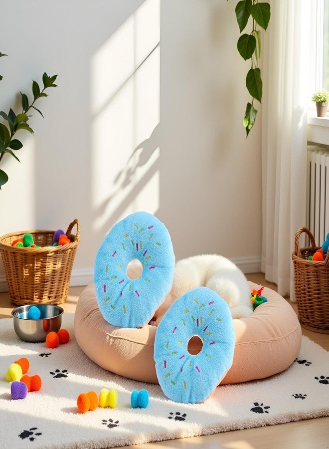 Bwexxt 2Pcs Blue Donut Shape Plush Pet Toy,Lovely Donutz Shaped Squeaky Squeaking Sound Toy for Pet Chew Toy Squeaky Plush Dog Toy Blueberry, Enrichment Squeaky Toys, Chew Guard Technology Dog Squeak Toys - Image 4