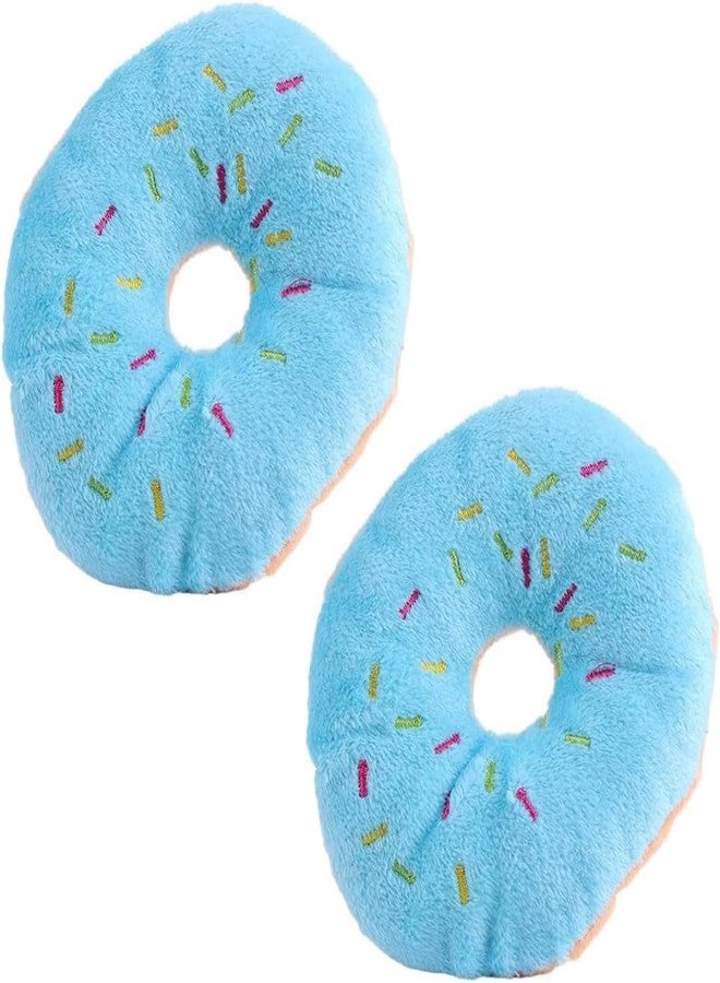 Bwexxt 2Pcs Blue Donut Shape Plush Pet Toy,Lovely Donutz Shaped Squeaky Squeaking Sound Toy for Pet Chew Toy Squeaky Plush Dog Toy Blueberry, Enrichment Squeaky Toys, Chew Guard Technology Dog Squeak Toys - Image 1