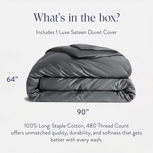 Brooklinen Luxury Sateen Duvet Cover - 100% Cotton, Twin/Twin XL Size in Slate Grey with Extra-Long Corner Ties and Button Closure - Best Twin/Twin XL Duvet Covers - Image 2
