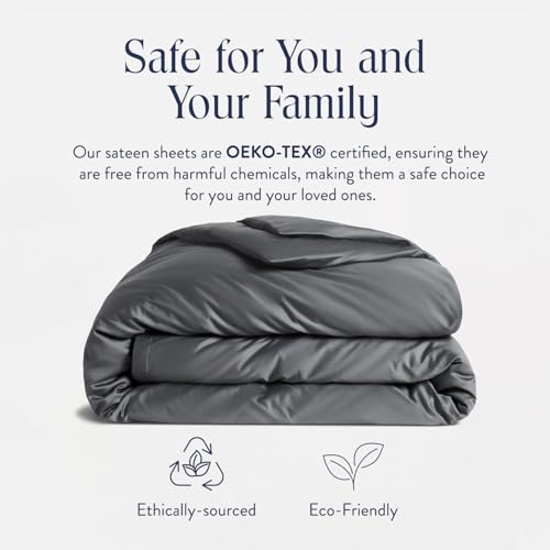 Brooklinen Luxury Sateen Duvet Cover - 100% Cotton, Twin/Twin XL Size in Slate Grey with Extra-Long Corner Ties and Button Closure - Best Twin/Twin XL Duvet Covers - Image 4