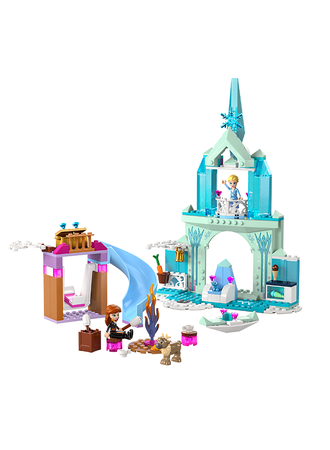 Disney Princess Elsa’s Frozen Castle Buildable Toy for 4 Plus Year Old Girls and Boys, Includes Princess Elsa and Anna Minidoll Figures and 2 Animal Toys, Fun Birthday Gift 43238 (163 pieces)