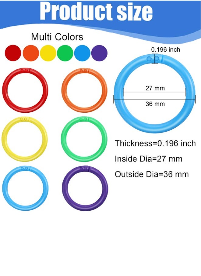 Generic - 120 Pieces Plastic Binder Rings for Cards, Documents or Office Use Multi-Color - Image 1