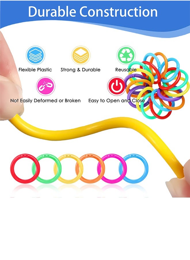 Generic - 120 Pieces Plastic Binder Rings for Cards, Documents or Office Use Multi-Color - Image 1