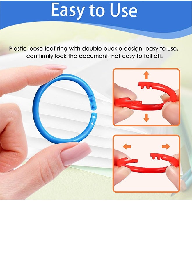 Generic - 120 Pieces Plastic Binder Rings for Cards, Documents or Office Use Multi-Color - Image 1