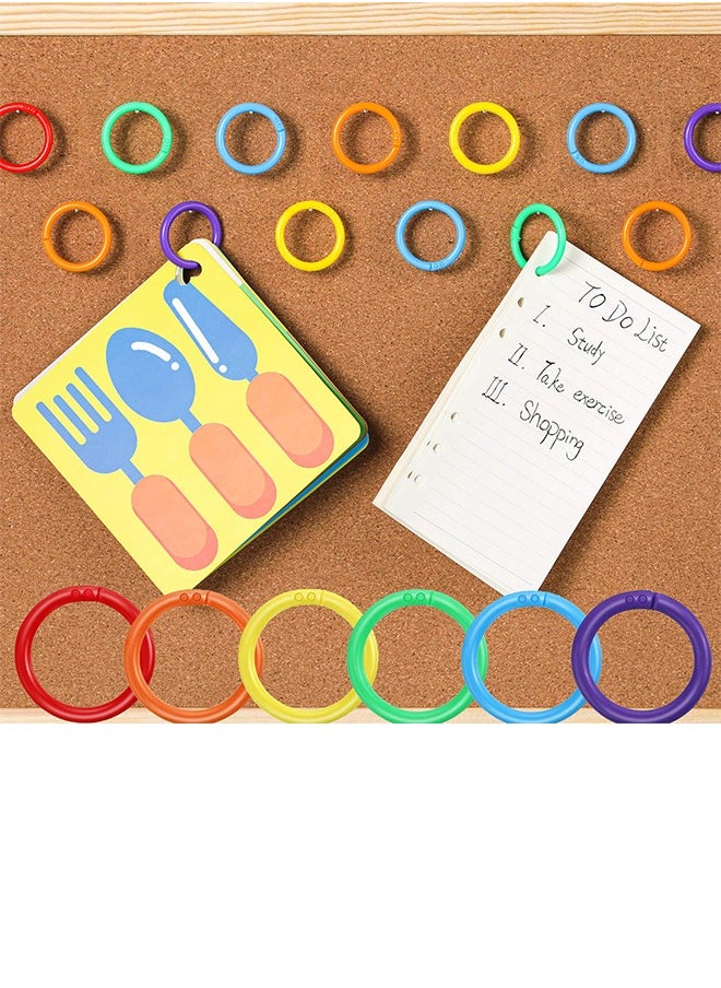 Generic - 120 Pieces Plastic Binder Rings for Cards, Documents or Office Use Multi-Color - Image 1